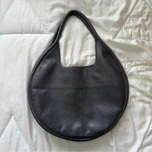 Anthropologie Julien Leather Circle Tote Bag - navy